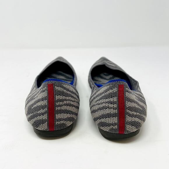 Rothy's The Point Grey Zebra Stripe Size 6 Slip On Ballet Flats - Picture 5 of 8